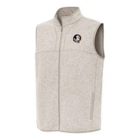 Men's Antigua Oatmeal Florida State Seminoles Fortune Full-Zip Vest