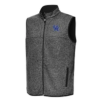Men's Antigua Heather Black Kentucky Wildcats Fortune Full-Zip Vest