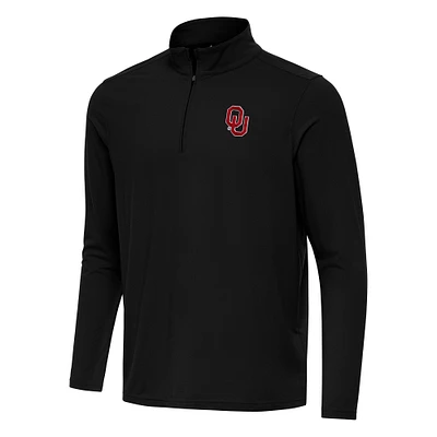 Men's Antigua Black Oklahoma Sooners Intent Quarter-Zip Top