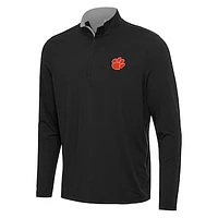 Men's Antigua Black/Gray Clemson Tigers Content Quarter-Zip Pullover Top