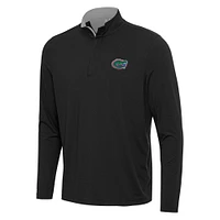 Men's Antigua Black/Gray Florida Gators Content Quarter-Zip Pullover Top