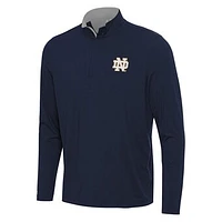 Men's Antigua Navy/Gray Notre Dame Fighting Irish Content Quarter-Zip Pullover Top