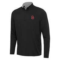 Men's Antigua Black/Gray Oklahoma Sooners Content Quarter-Zip Pullover Top