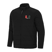 Men's Antigua Black Miami Hurricanes Swelter Full-Zip Puffer Jacket