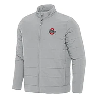 Men's Antigua Gray Ohio State Buckeyes Swelter Full-Zip Puffer Jacket