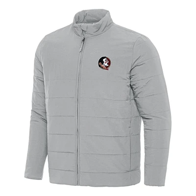 Men's Antigua Gray Florida State Seminoles Swelter Full-Zip Puffer Jacket