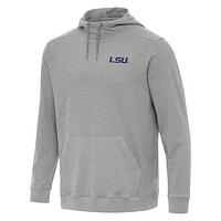 Men's Antigua Heather LSU Tigers Cloud Pullover Hoodie