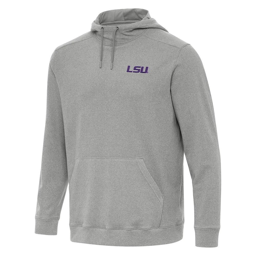 Men's Antigua Heather LSU Tigers Cloud Pullover Hoodie