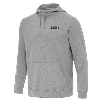 Men's Antigua Heather LSU Tigers Cloud Pullover Hoodie