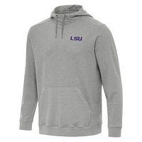 Men's Antigua Heather LSU Tigers Cloud Pullover Hoodie