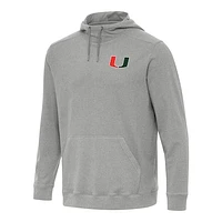 Men's Antigua Heather Miami Hurricanes Cloud Pullover Hoodie