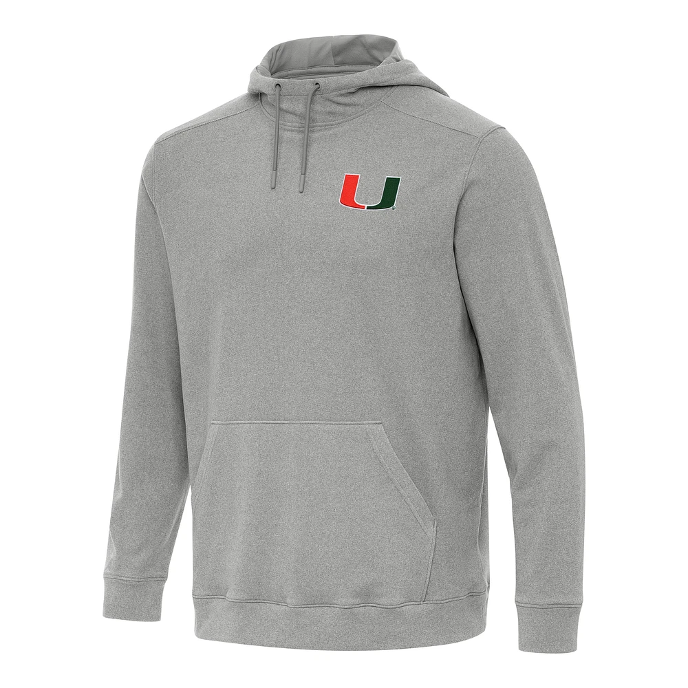 Men's Antigua Heather Miami Hurricanes Cloud Pullover Hoodie