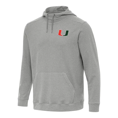 Men's Antigua Heather Miami Hurricanes Cloud Pullover Hoodie