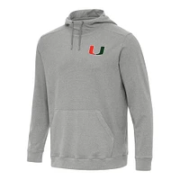 Men's Antigua Heather Miami Hurricanes Cloud Pullover Hoodie