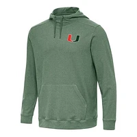 Men's Antigua Hunter Green Miami Hurricanes Cloud Pullover Hoodie
