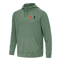 Men's Antigua Hunter Green Miami Hurricanes Cloud Pullover Hoodie