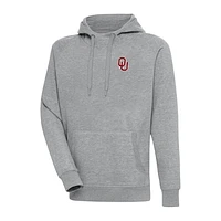 Men's Antigua Heather Gray Oklahoma Sooners Big & Tall Victory Pullover Hoodie