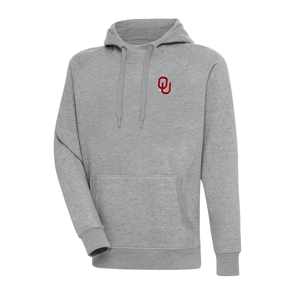 Men's Antigua Heather Gray Oklahoma Sooners Big & Tall Victory Pullover Hoodie