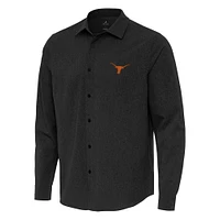 Men's Antigua Black Texas Longhorns Exposure Woven Long Sleeve Button-Up Shirt