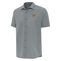 Men's Antigua  Gray Texas Longhorns Activate Woven Short Sleeve Button-Down Shirt