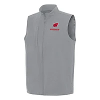 Men's Antigua Gray Wisconsin Badgers Regard Full-Zip Vest