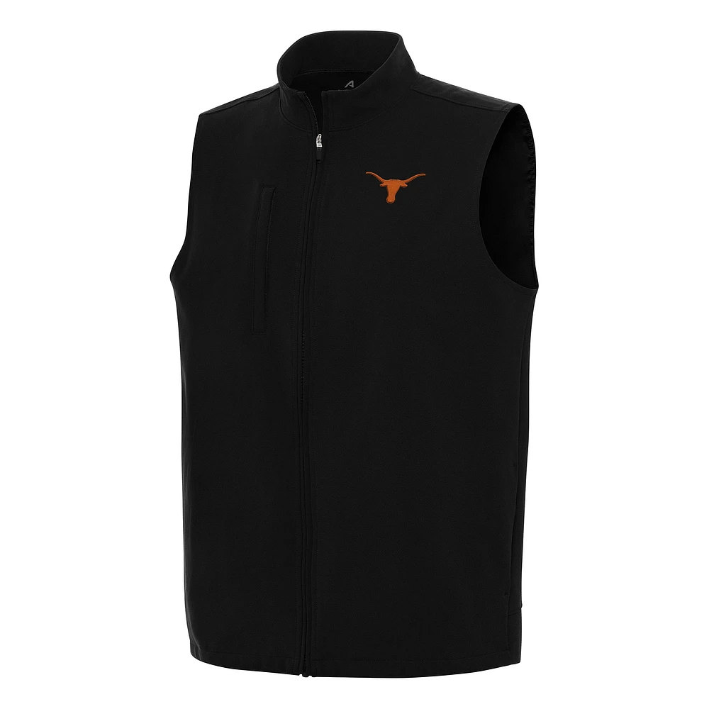 Men's Antigua Black Texas Longhorns Regard Full-Zip Vest