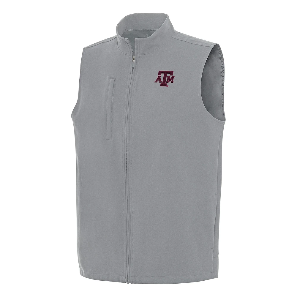 Men's Antigua Gray Texas A&M Aggies Regard Full-Zip Vest