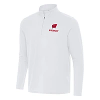 Men's Antigua White Wisconsin Badgers Intent Quarter-Zip Top