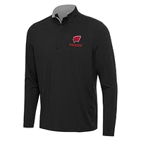 Men's Antigua Black/Gray Wisconsin Badgers Content Quarter-Zip Pullover Top