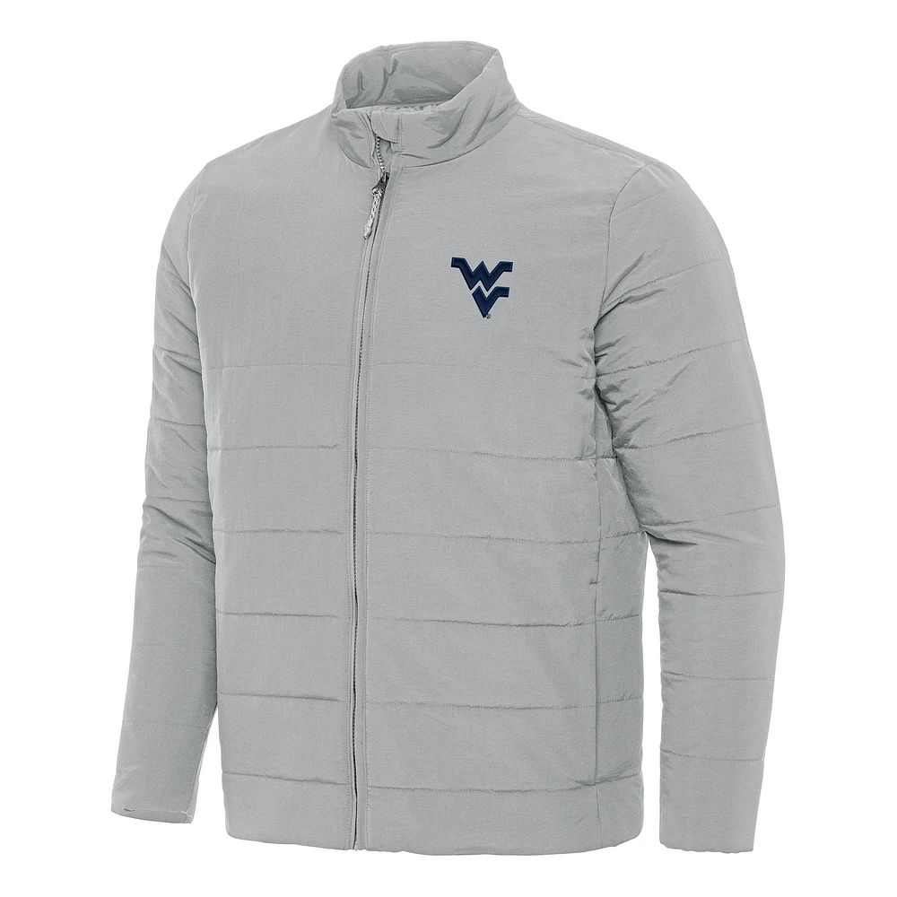 Men's Antigua Gray West Virginia Mountaineers Swelter Full-Zip Puffer Jacket