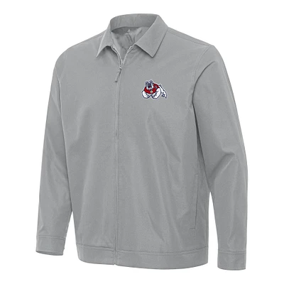 Men's Antigua  Gray Fresno State Bulldogs Pivot Full-Zip Jacket