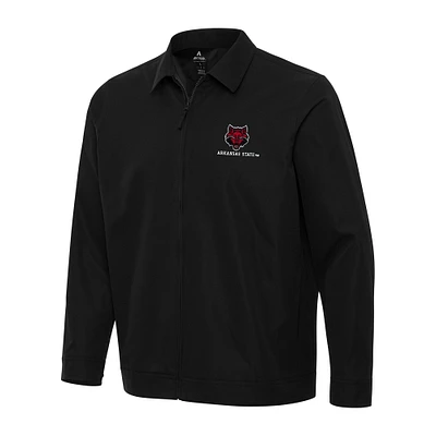 Men's Antigua  Black Arkansas State Red Wolves Pivot Full-Zip Jacket