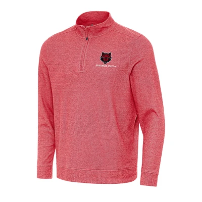 Men's Antigua Heather Red Arkansas State Wolves Subtle Quarter-Zip Sweatshirt