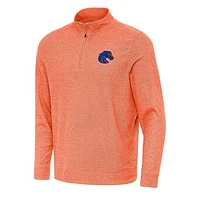 Men's Antigua Heather Orange Boise State Broncos Subtle Quarter-Zip Sweatshirt