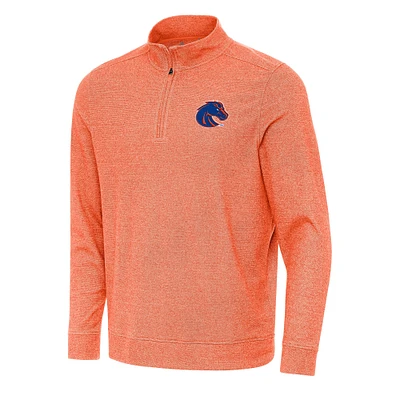 Men's Antigua Heather Orange Boise State Broncos Subtle Quarter-Zip Sweatshirt