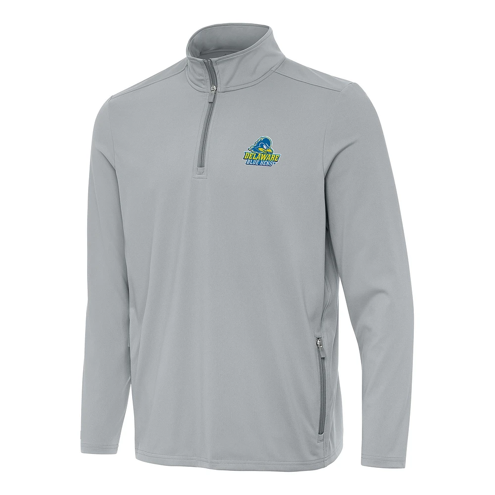 Men's Antigua Gray Delaware Fightin' Blue Hens Perilous Quarter-Zip Sweatshirt