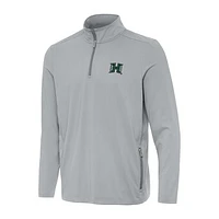 Men's Antigua  Gray Hawaii Rainbow Warriors Perilous Quarter-Zip Sweatshirt