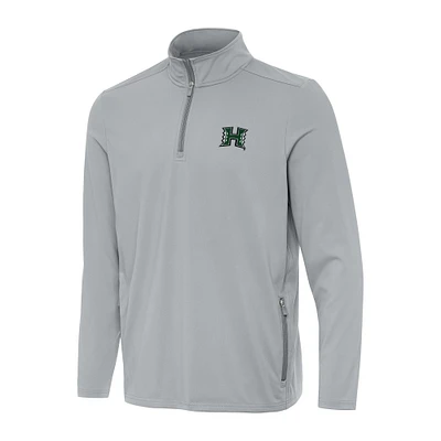 Men's Antigua  Gray Hawaii Rainbow Warriors Perilous Quarter-Zip Sweatshirt