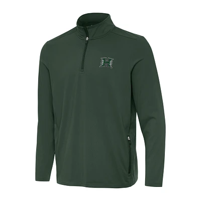 Men's Antigua  Hunter Green Hawaii Rainbow Warriors Perilous Quarter-Zip Sweatshirt