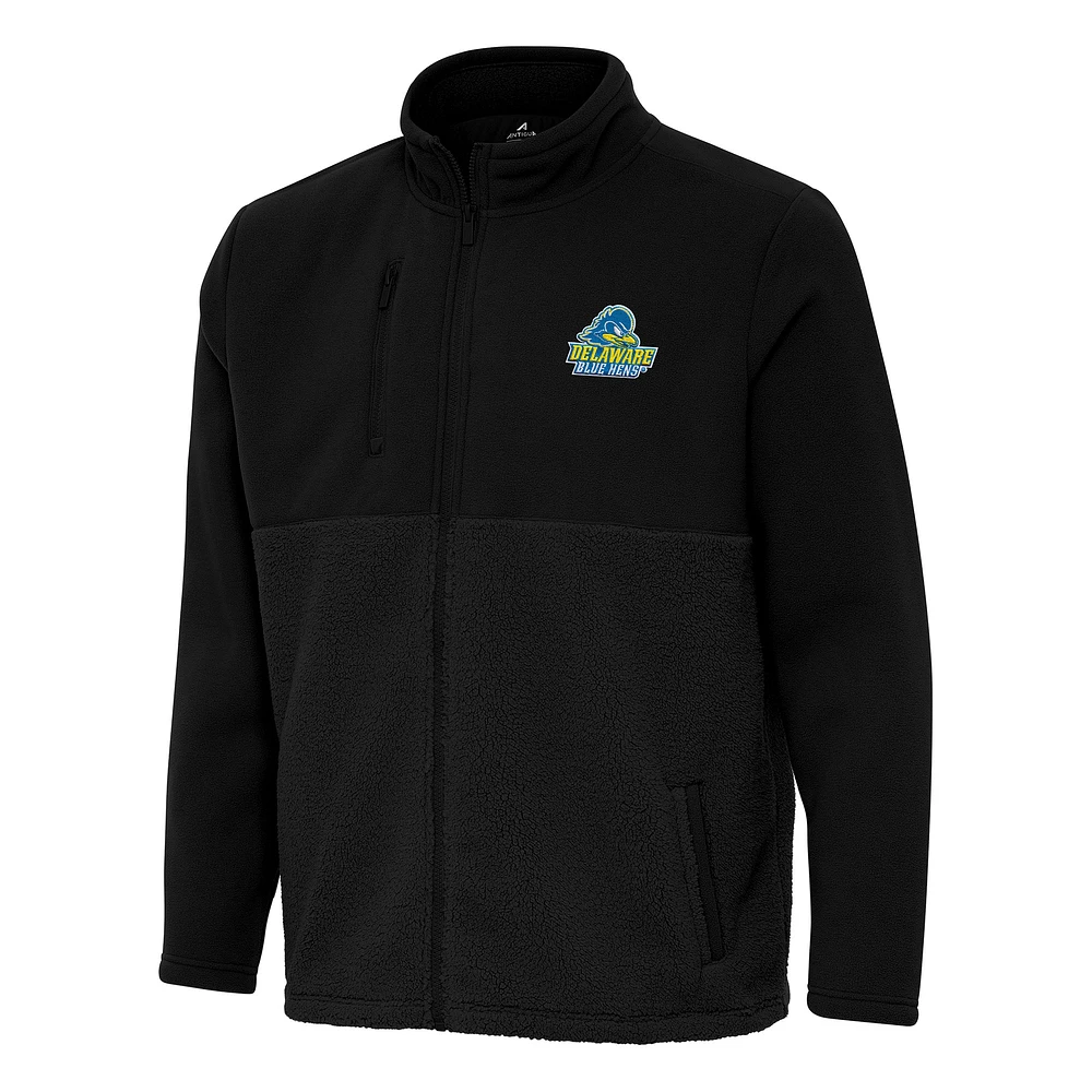 Men's Antigua Black Delaware Fightin' Blue Hens Daily Fused Full-Zip Jacket