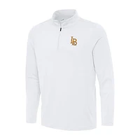 Men's Antigua White Cal State Long Beach The Reprocess Quarter-Zip Top