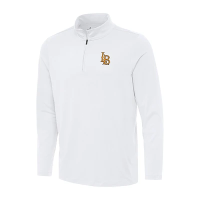Men's Antigua White Cal State Long Beach The Reprocess Quarter-Zip Top