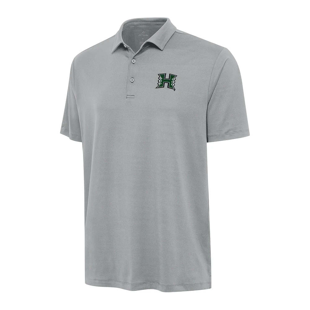 Men's Antigua Gray Hawaii Rainbow Warriors Reprocess Polo