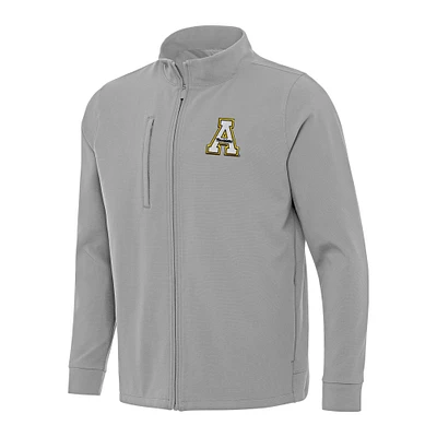 Men's Antigua Gray Appalachian State Mountaineers Regard Full-Zip Jacket