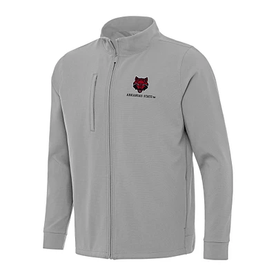 Men's Antigua Gray Arkansas State Red Wolves Regard Full-Zip Jacket