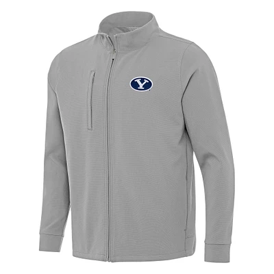 Men's Antigua Gray BYU Cougars Regard Full-Zip Jacket
