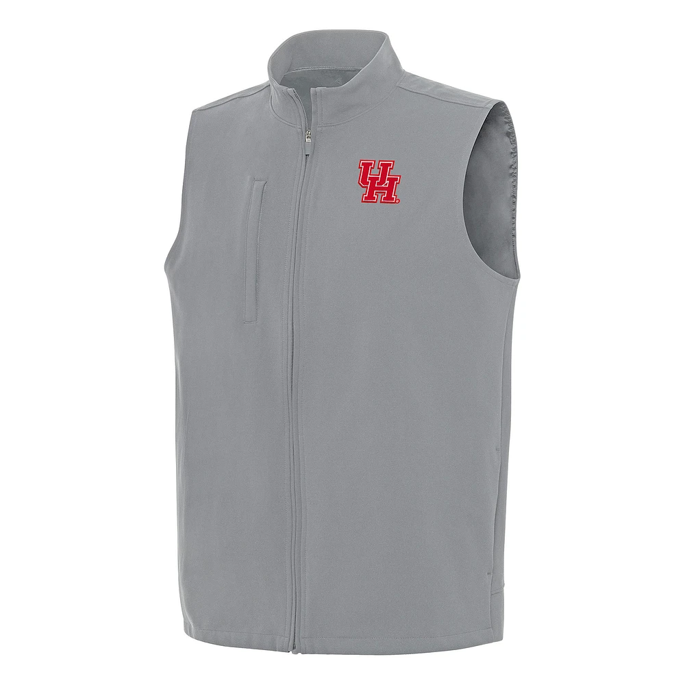 Men's Antigua Gray Houston Cougars Regard Full-Zip Vest