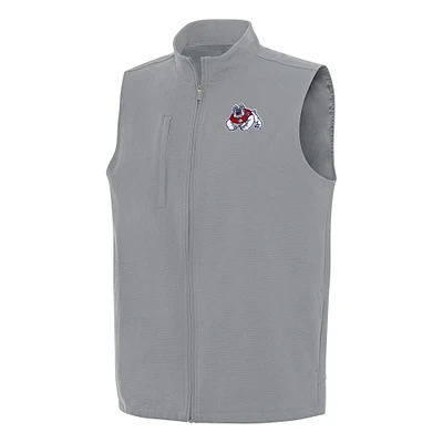 Men's Antigua Gray Fresno State Bulldogs Regard Full-Zip Vest
