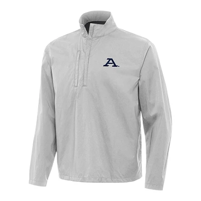 Men's Antigua Heather Gray Akron Zips Brisk Quarter-Zip Windbreaker