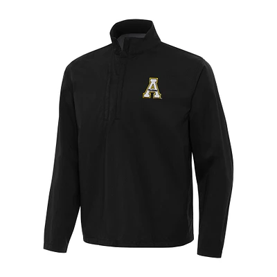 Men's Antigua Black Appalachian State Mountaineers Brisk Quarter-Zip Windbreaker